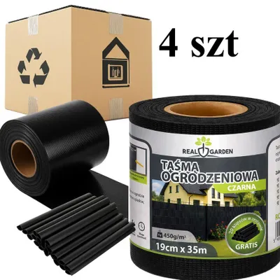 Produktbild von 4 Stück Zaunband 19 cm x 35 m UV-beständige Zaunpaneelabdeckung schwarz