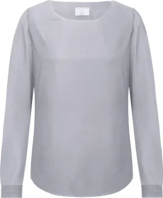 Produktbild von Greiff CHIFFON Damen Chiffon-Bluse Rundhals Regular Silbergrau 48