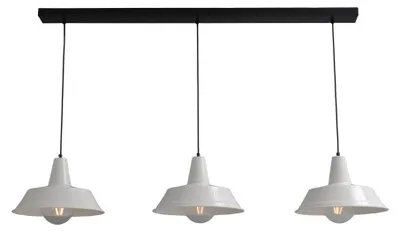 Productafbeelding van Retro witte eetkamerlamp Industria 3x35