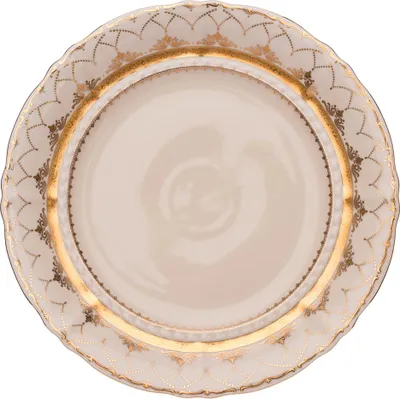 Zdjęcie produktu dla Płytka miska Sonata, 32 cm, kość słoniowa, złoty nadruk, porcelana Leander