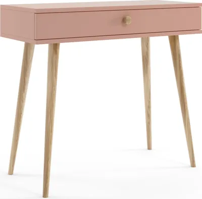 Produktbild von Bettso Schminktisch Konsolentisch mit Schublade auf hohen Holzbeinen für Schlafzimmer, Jugendzimmer 90 x 80 cm IKON Rosa
