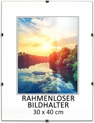 Obrázok produktu pre MG Design Bezrámový obrazový rám, klip rám A3 30 x 40 cm - s klipmi, akrylové sklo, HDF doska - na vertikálne alebo horizontálne zavesenie/inštaláciu