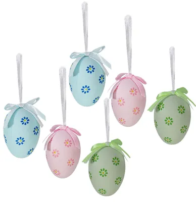 Produktbild von 6 Ostereier zum Aufhängen 6 cm Osterdekoration Osterdeko Blau, Grün & Rosa