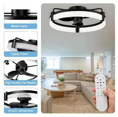 Produktbild von Deckenventilator, umkehrbarer Motor, Fernbedienung, Runder Ventilator Licht