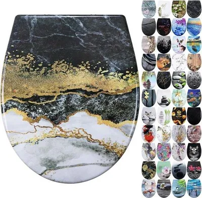 Immagine prodotto di Copriwater Famanu con sistema di chiusura ammortizzata, coperchio del water con decorazione - Materiale: Duroplast