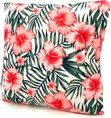 Produktbild von heimtexland ® Outdoorkissen mit Füllung Garten Dekokissen 45x45 schmutz- und wasserabweisend Deko Kissen Outdoor Typ688 Hibiskus