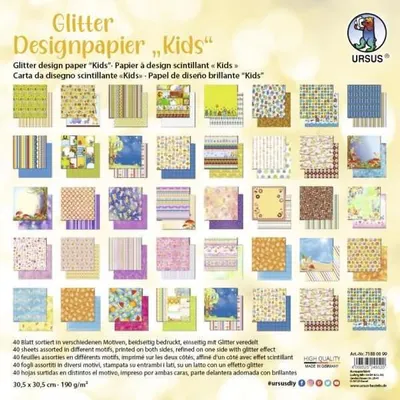 Produktbild von Designpapier Glitter Kids 190g/qm 30,5x30,5cm VE=40 Blatt