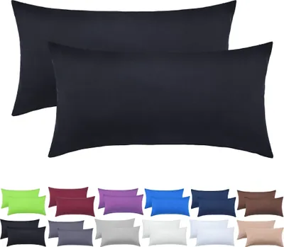 Produktbild von 2er Set Kissenbezüge Kissenhüllen 100% Baumwolle 40x60 cm Schwarz