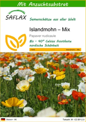Produktbild von SAFLAX - Islandmohn – Mix - Papaver nudicaule - 8000 Samen - Mit keimfreiem Anzuchtsubstrat
