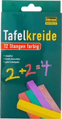 Produktbild von 12 farbige Tafelkreiden / quadratisch