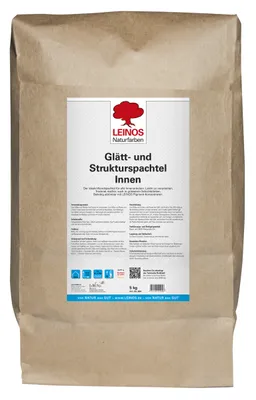 Produktbild von LEINOS Glätt- und Strukturspachtel 684, weiß – Feine Spachtelmasse für Wand & Decke innen, lösemittelfrei, atmungsaktiv, gebrauchsfertig, für Lehmputz, Kalk, Gips, Altanstrich, strukturierbar – 5 kg