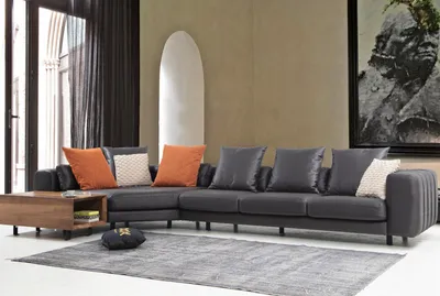 Zdjęcie produktu dla Zestaw narożny sofa narożna w kształcie litery L tapicerowana sofa szara JVmoebel