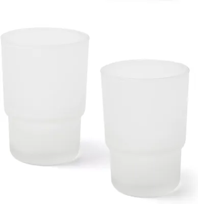 Produktbild von Set mit 2 mattierten Glasbechern – hygienisch – elegantes Design – Standardgröße