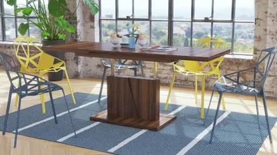 Produktbild von Grand Noir Couchtisch ausziehbar höhenverstellbar 120-180cm in Nussbaum modern vielseitig Wohnzimmertisch Esstisch Beistelltisch Sofatisch platzsparend hochwertig Wohnzimmer