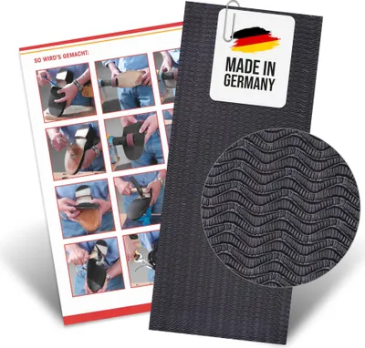 Produktbild von Sohlengummi groß 3,5 mm Welle schwarz – rutschfest, elastisch, 580x250 mm – für Schuhsohlen, Sportschuhe, Freizeitschuhe