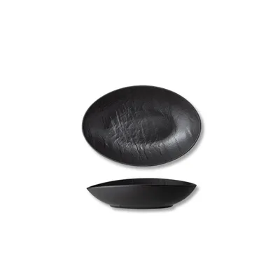 Image de Assiette ovale Wilmax SlateStone noire 8 x 6 x 3 cm en porcelaine WL-661117/A