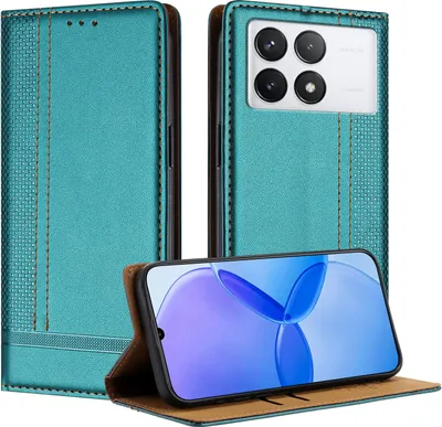 Produktbild von Handyhülle für Xiaomi Poco X6 Pro/Redmi K70E 5G Leder Flip Klappbare Schutzhülle mit Standfunktion Grün