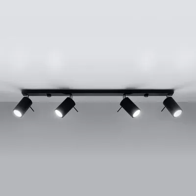 Image de Plafonnier Spot Orientable Noir pour 4 Ampoules GU10