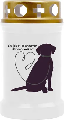 Produktbild von Grabkerze Weiß, Brenndauer: 40 Stunden, Motiv: Labrador