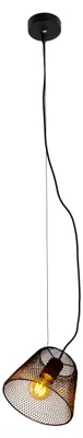 Produktbild von Pendelleuchten - Pendelleuchte "KORIE" D: 20cm, Hängelampe im Retro Style, aus Metall und Kunststoff in schwarz, 120 cm hoch, Ø 20 cm, E27-Fassung