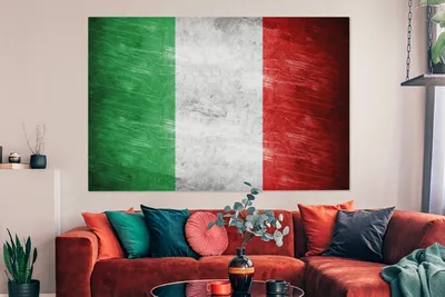 Produktbild von OneMillionCanvasses® - Leinwandbilder - 150x100 cm, Bild der Flagge von Italien, Wandbilder Kunstdruck Wanddekoration