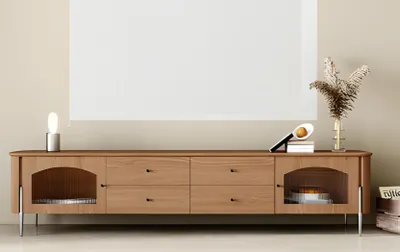 Immagine prodotto di Mobile TV a basso design, color marrone, robusto, in legno, ideale per il soggiorno