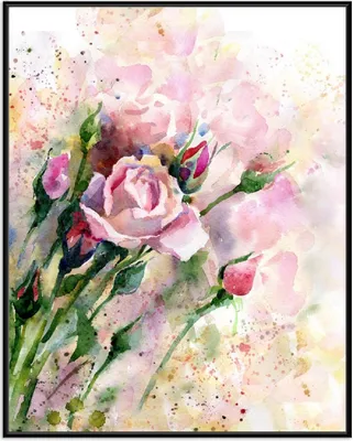 Produktbild von Wallario Wandbild Abstraktes Blumenbuket, Größe: 40,30 x 50,30 cm, Poster mit schwarzem Aluminiumrahmen