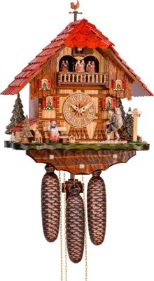 Produktbild von Cuco Clock Kuckucksuhr Schwarzwalduhr "Wanderlust" 20 x 34 x 42cm Wanduhr aus Holz, 8 - Tage Werk, automatische Nachtabschaltung