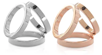 Schalring-Clip, 2 Stück, Drei-Ring, Gold/Silber/Roségold