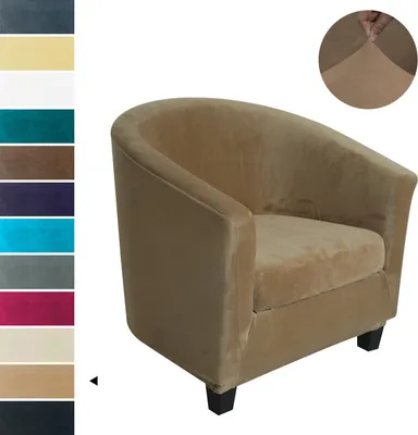 Produktbild von High Stretch Sofabezug Samt Badewanne Stuhlbezug Schonbezug, Khaki