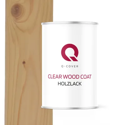 Produktbild von Holzschutzlack satin 1l transparent wasserbasiert & wetterfest , für holz, lasuren, türen, fenster, gartenmöbel  für aussen & innen Q-Cover