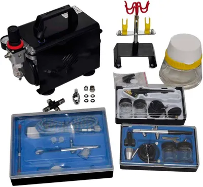 Image de Kit de compresseur d'aérographe avec 3 pistolets