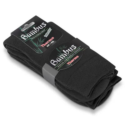 Produktbild von 2 Paar warme Winter THERMO Bambus Viskose Socken Uni foot-art bamboo:line Gr. 35/38 schwarz