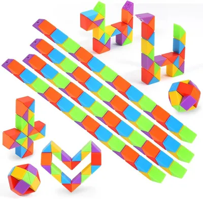Imagen del producto de Juguete serpiente mágica, 24 bloques de colores, juego de 12 piezas, ideal para fiestas de cumpleaños infantiles