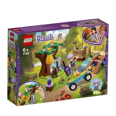 A LEGO Friends playset box featuring Mia and her outdoor adventure.