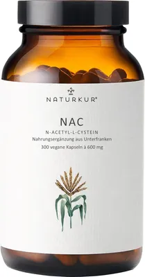 Produktbild von Naturkur® NAC 600 mg - 300 Kapseln im Apothekerglas - Vegan, ohne Zusatzstoffe, in Handarbeit hergestellt in Unterfranken