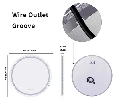Obrázok produktu pre Kruhлый LED zrkadlo do kúpeľne – nástenné zrkadlo 60x60 cm – s možnosťou stmievania – RGB podsvietenie (8 farieb) – 3 farby predného osvetlenia – proti zahmlievaniu – funkcia pamäte