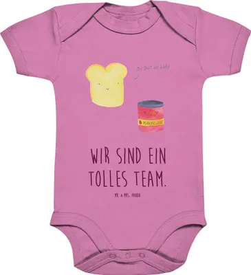 Produktbild von Mr. & Mrs. Panda Strampler Toast Marmelade 6. - 12. Monat - Bubble Gum Pink - Geschenk, Süß, Dreamteam, Lustige Sprüche, babykleidung body, overall baby, baumwolle, Brot