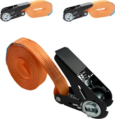 Produktbild von 2x Ratschen Spanngurt Spanngurte Orange 1-tlg 4m 0,8t 800kg Schwarzes Schloss