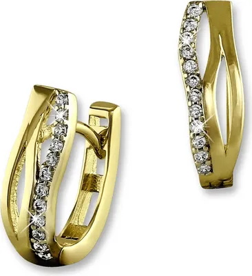 Productafbeelding van GoldDream dames oorbellen, golvende zirkonia creolen, echt 333er geelgoud, hoogwaardig merksieraad, ideaal als cadeau voor verjaardag of bruiloft. Artikelnummer: D2GDO532WY