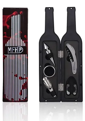 Weinöffner-Set, 4-teilig, Kapselschneider, Tropfring, Ausgießer, Verschluss