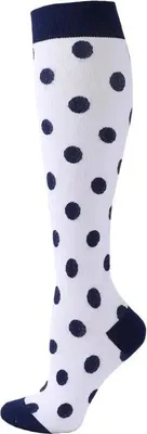 Produktbild von BeinFit™ Kompressionsstrümpfe Stützstrümpfe Damen Kompression Thrombose Socken: White Navy Dots / 40.5-45 (L-XL)
