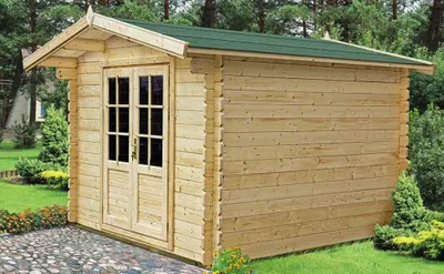 Produktbild von Gartenhaus O4 - 34 mm Blockbohlenhaus, Grundfläche: 3,79 m², Satteldach