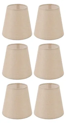 6 Leinen-Lampenschirme mit Clip-Halterung, Kronleuchter, 9,3/14/13 cm