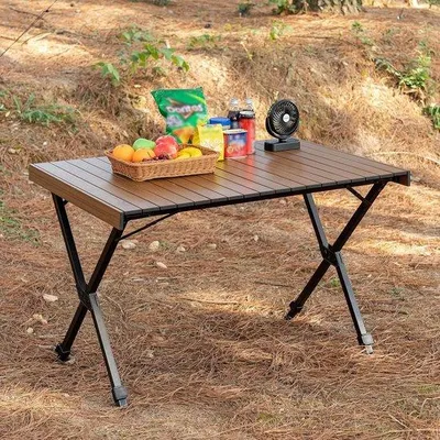 Image de Unyqoos® Table pliante et réglable en hauteur pour camping, 108x71 cm (aluminium) – Dimensions pliée : 24x12,7x104 cm, poids : 5,4 kg, capacité de charge : 50 kg, inclut une sacoche de transport, pour 4 à 6 personnes
