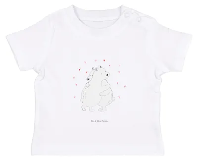 Produktbild von Mr. & Mrs. Panda  T-Shirt Eisbär Umarmen 6. - 12. Monat - Weiß - Geschenk, Organic Baby Shirt, Lustige Sprüche, Babyshirt