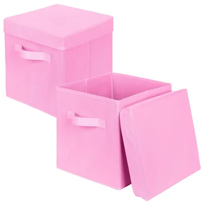 Produktbild von Aufbewahrungsboxen, 2 faltbare Stoffaufbewahrungswürfel mit Deckel, Kleiderorganizer mit Schublade für Kleiderschrank und Spielzeug