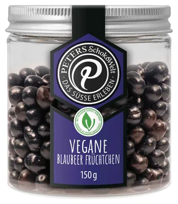 Produktbild von Peters Vegane Blaubeer Früchtchen 150g, KI-generiertes Bild