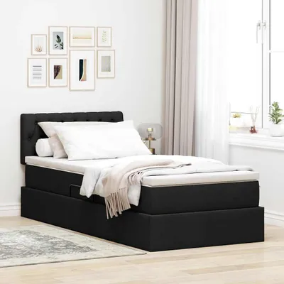 Immagine prodotto di Maison Exclusive - Letto contenitore con materasso e testiera, nero, 90 x 200 cm
