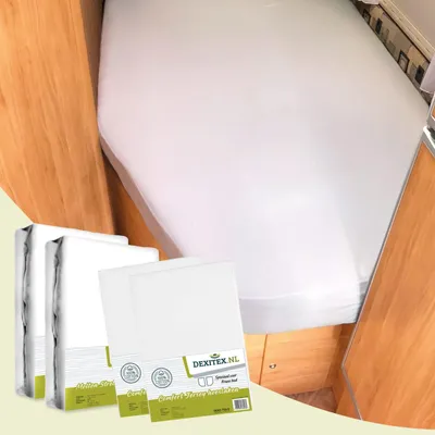 Image de Paquet textile Lit français - 2 moltons avec 2 draps-housses - côté gauche - 2 flanelle + 2 blanc - 2flanelle+2blanc
